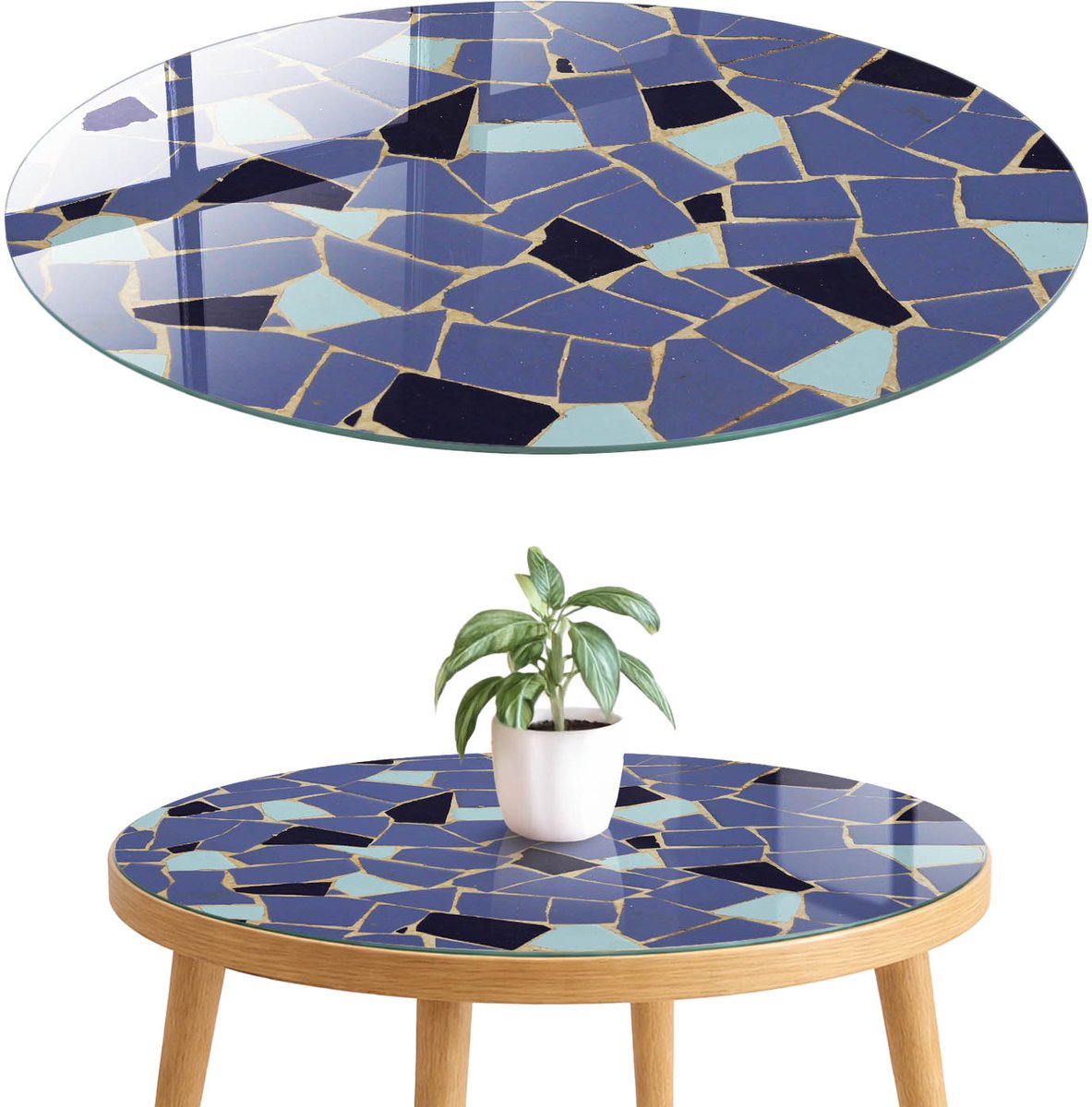 ArtPrintCave Kleurrijk patroon Glazen Tafelblad fi70 cm - Tafelblad Rond - Marine Tafelblad Glas - Achtergronden en patronen Terrastafel