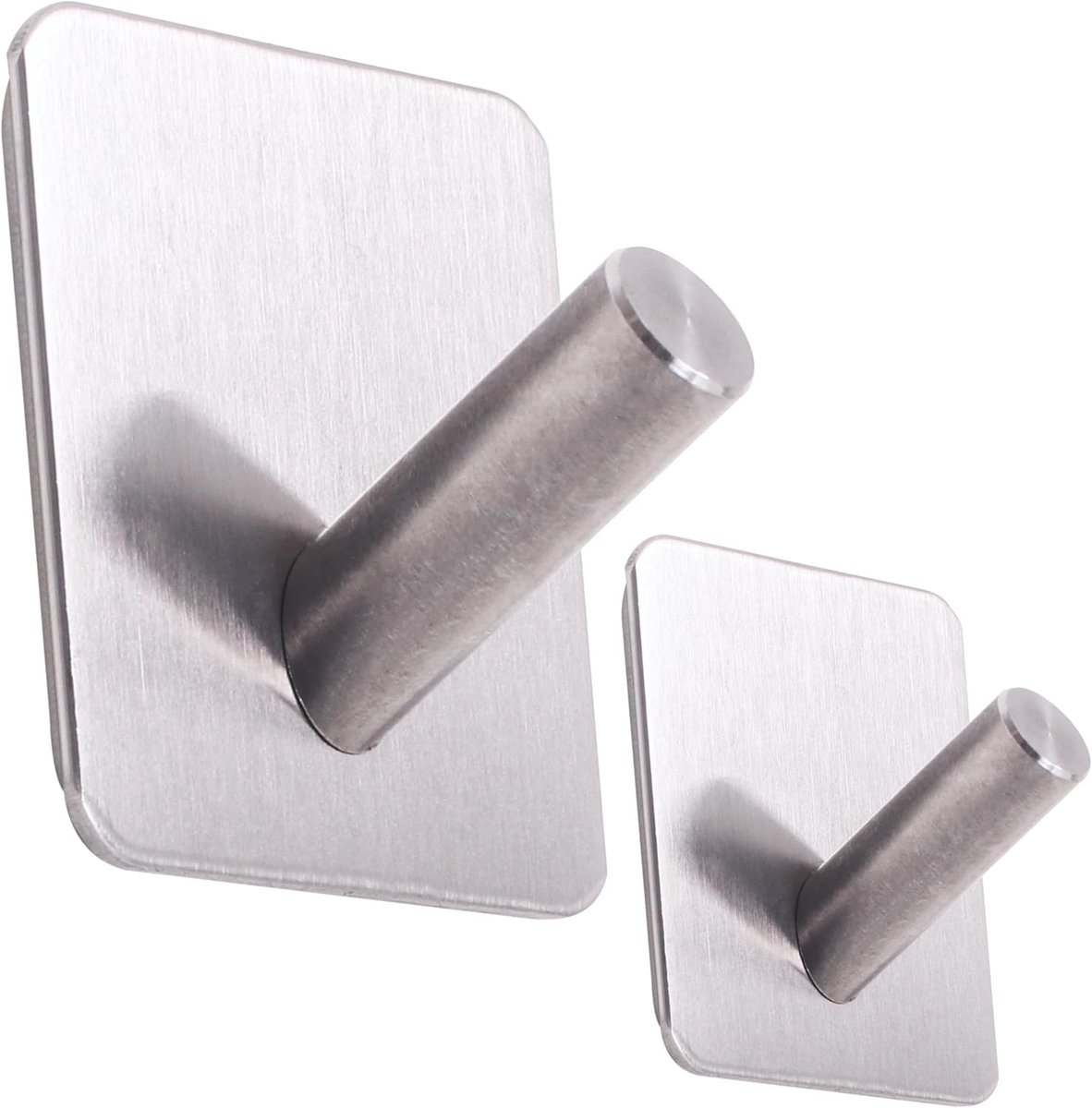 2 x roestvrijstalen haken, zelfklevend, MH021-2 zelfklevende haken, voor badkamer, handdoekhaken, zonder boren, kledinghaken om te plakken, badhaken, metalen haken om op te hangen, badkamerhaak