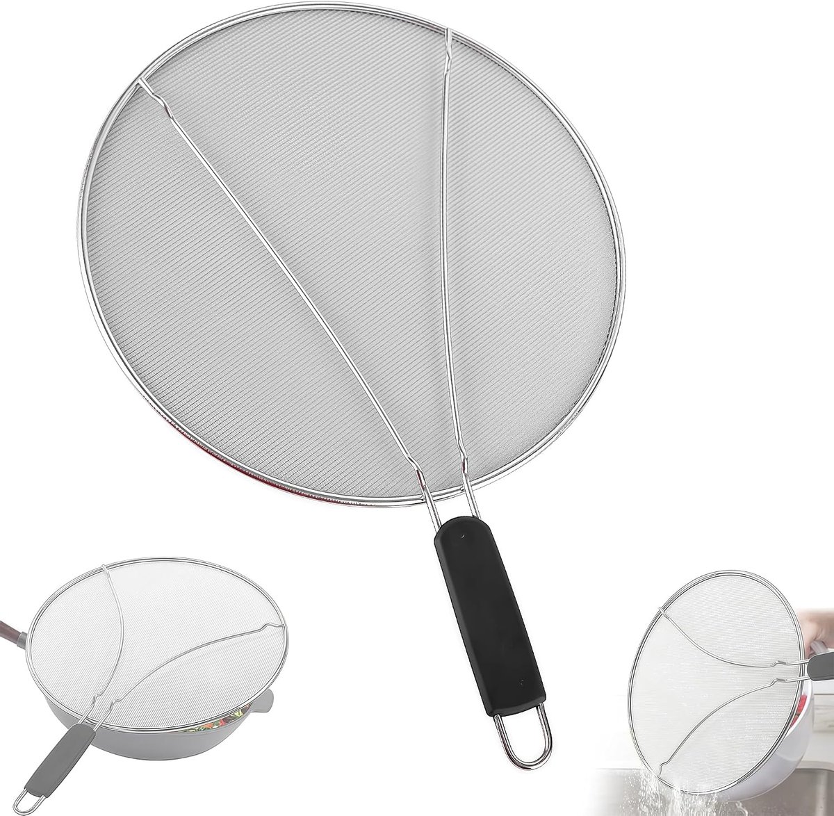 Spatscherm voor Koekenpan, 33cm, RVS, Vaatwasserbestendig - Effectieve Spatbescherming voor Keuken en Fornuis