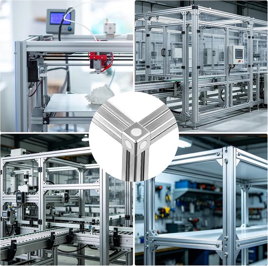 10 stuks 3-weg hoekhoeken, kubusverbinder, aluminium profiel, connector, 20 x 20, accessoires met schroeven en moeren, aluminium profielen 2020 voor extrusieprofiel hoek, wandhouder — afbeelding 5