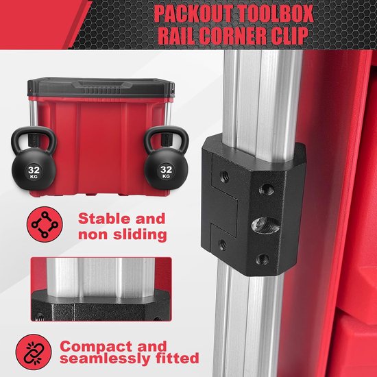 Clip Compatibel met Milwaukee Packout System Hoekadapter, Zwart — afbeelding 3