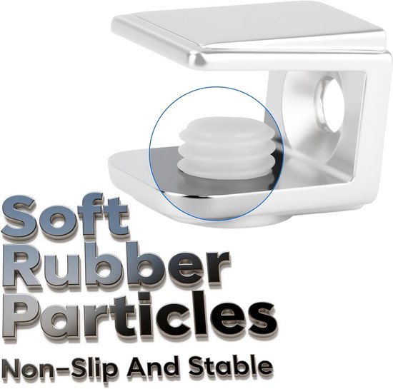 18 stuks glazen plankdragers, vierkante verdikte glashouders, verstelbare glasklemmen, zinklegering, glazen clip voor 3-8 mm dik glas, voor badkamer, woonkamer, open plaatsen — afbeelding 3