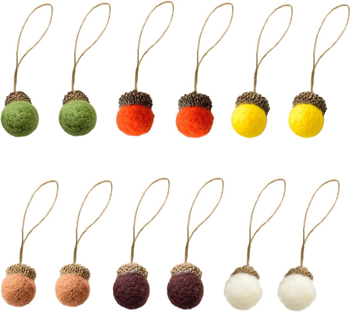 12 stuks vilten ornamenten herfst opknoping ornamenten vilt slinger voor kerstboom ornament Thanksgiving vilt bal decor met touw voor herfst Kerstmis