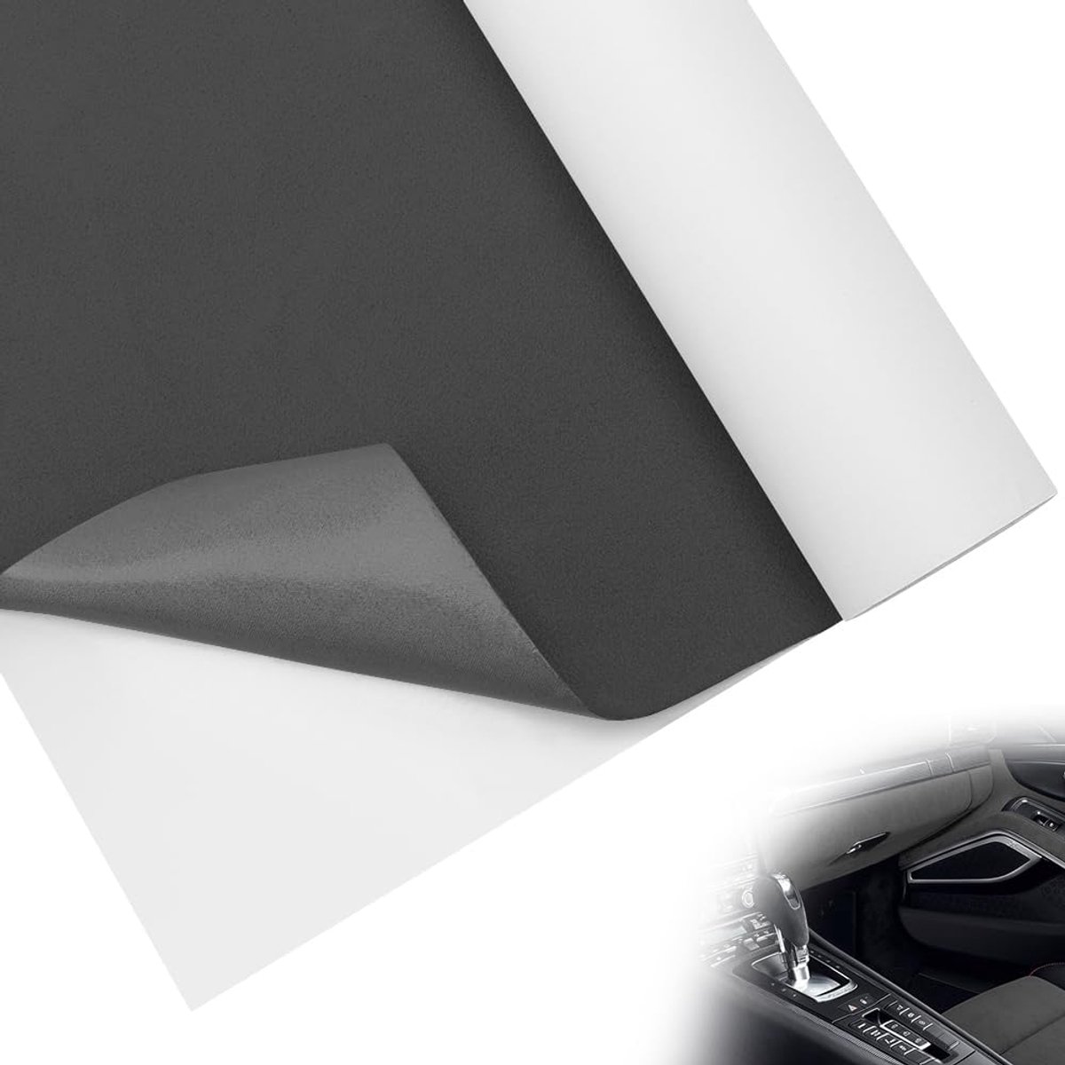 Stof, stretch suède-look, kunstleer, stof, velours, zelfklevende stoffolie voor cockpit, auto-interieur, autostoel, meubels, doe-het-zelf reparatie (donkergrijs, 40 x