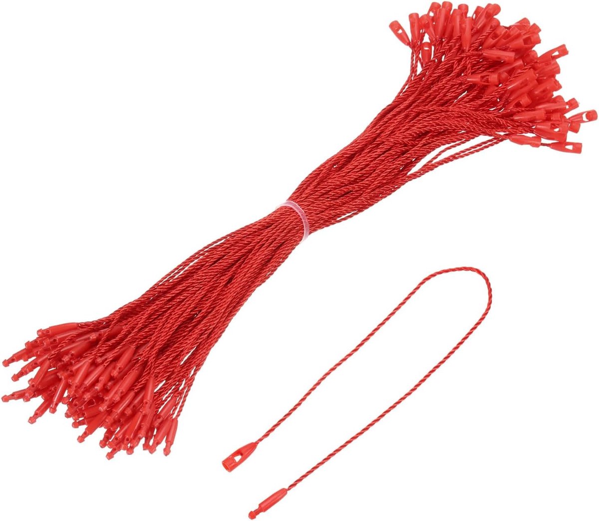 Katoenen Hangtag Kliksluiting Pins Loop-prijskaart-Bevestiging Plastic Tags-Bindingen Rood 7,8 inch Pack van 100