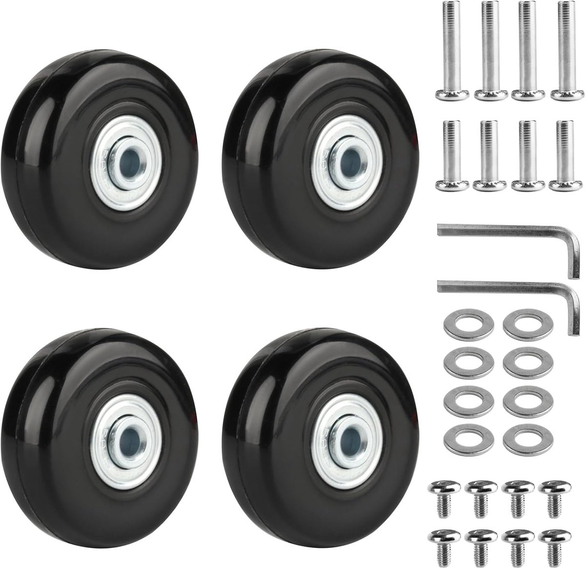 4 stuks kofferwielen, vervangingswielen, bagagekoffer vervangingswielen | kofferwielen, reserveonderdelen 60 mm, rubberen wielen voor bagagekofferwagens (zwart) 60 x 17 mm