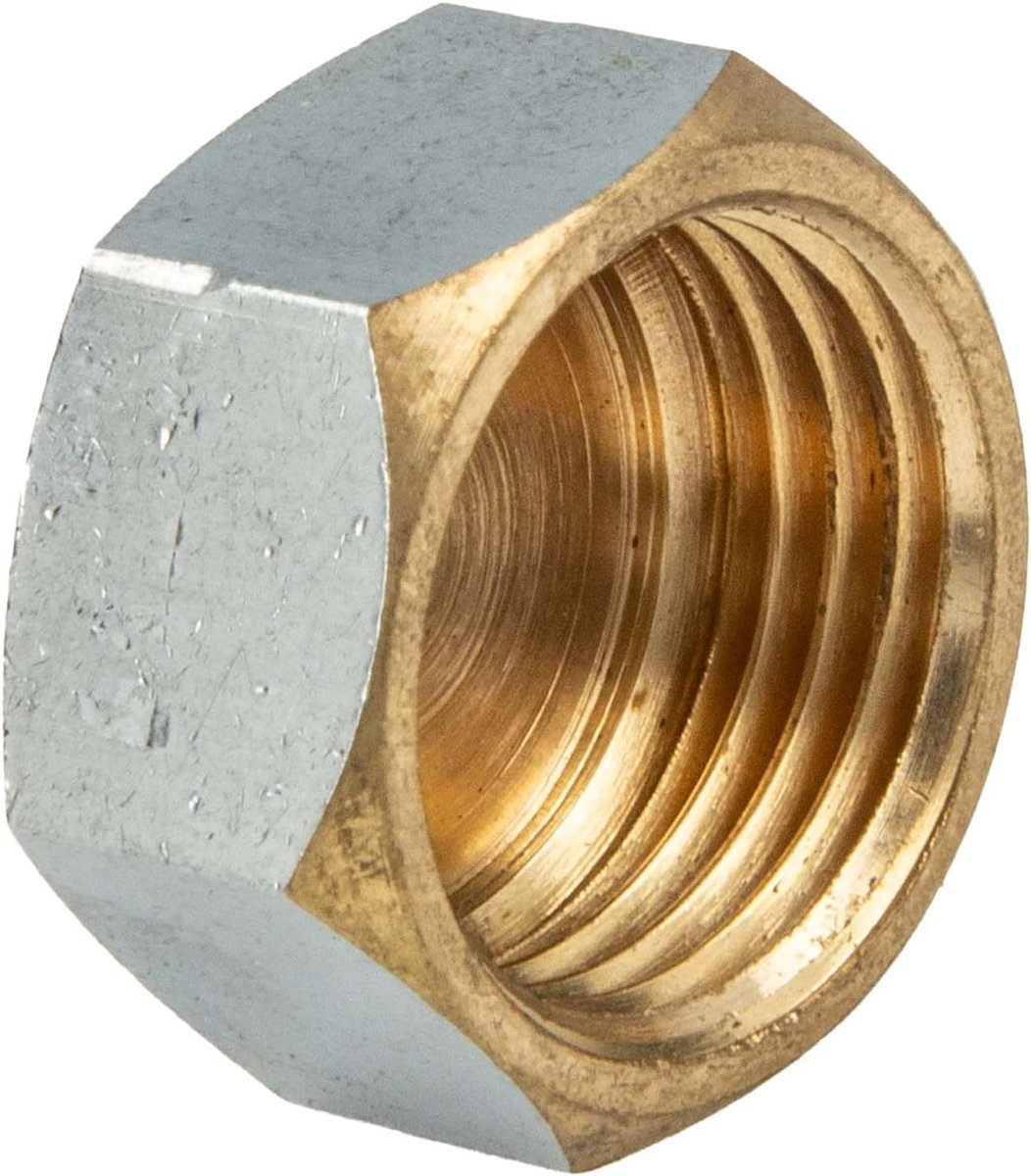 tecuro Kappe met zeskant, binnenschroefdraad Rp 3/4 inch, messing CW617N volgens drinkwaterverordening 50930-6, glanzend verchroomd, IG volgens DIN EN 10226