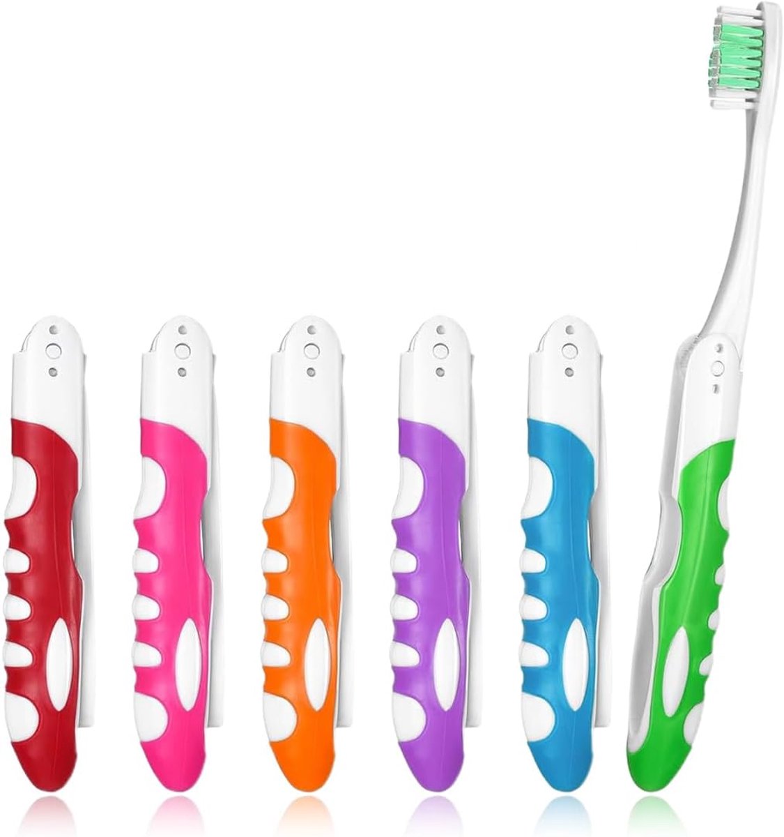 6 stuks opvouwbare reis-tandenborstels voor reizen, camping, kinderen en volwassenen