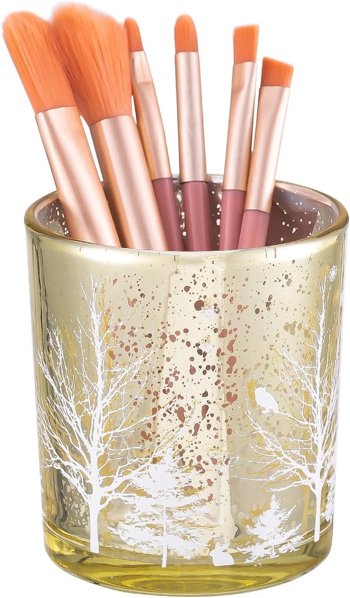 Make-upborstelhouder, glazen cosmetische make-up borstel organizer borstels opberghouder, make-up borstel beker voor ijdelheid decor, pennenhouders voor bureau, tandenborstelhouders voor