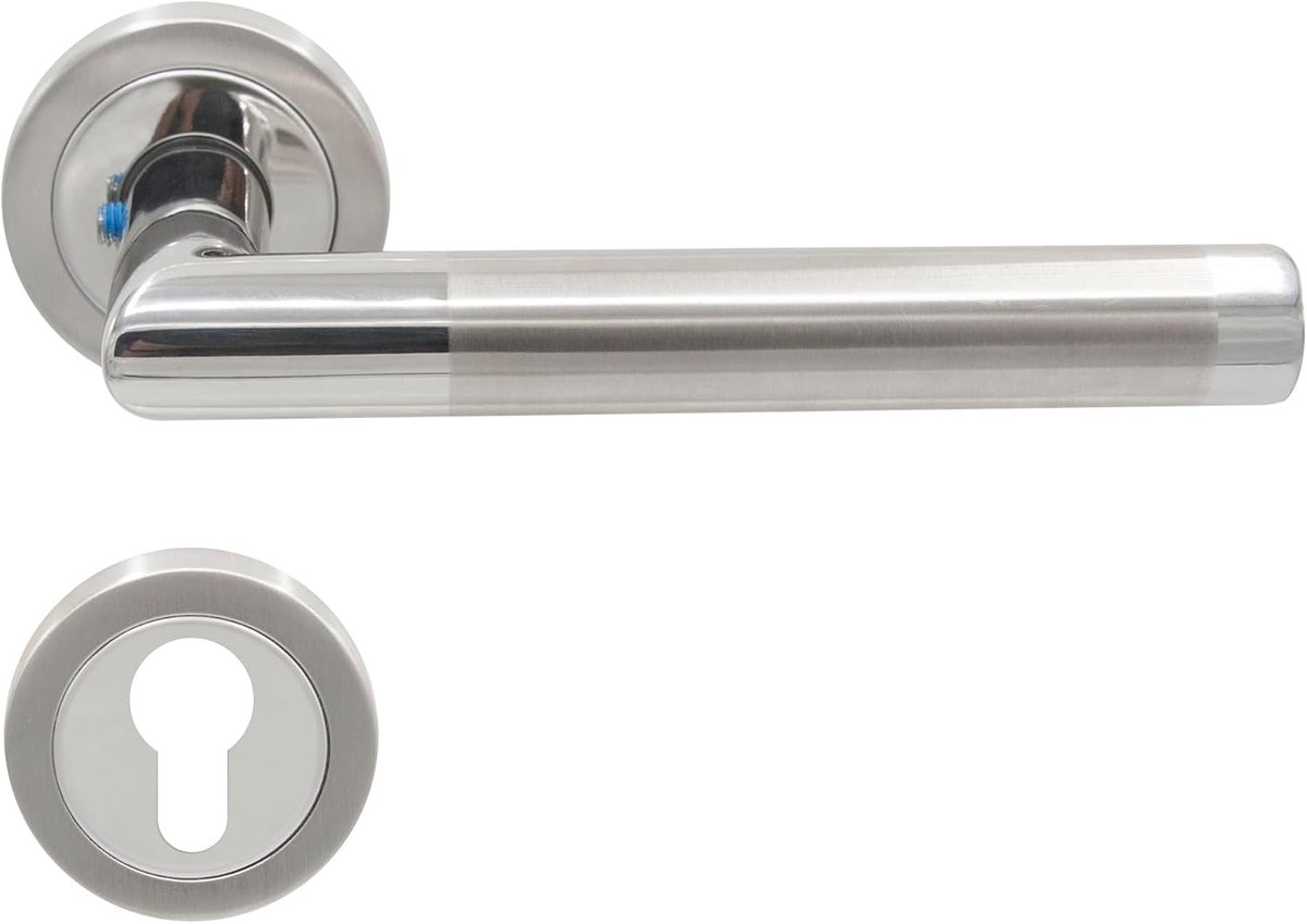 Solutions Deurkrukset RVS Zilver Rond Rozet PZ55 voor Binnen- en Buitendeuren