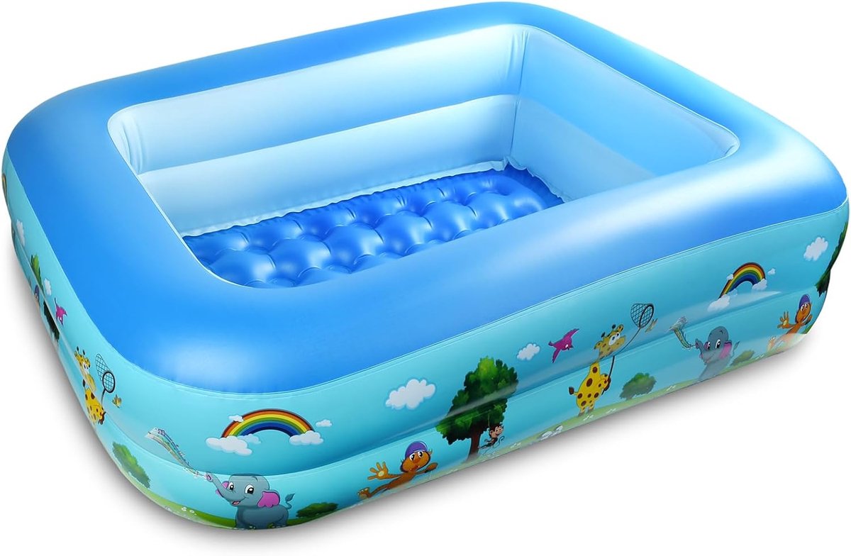 kinderbadje, kinderbadje, 108 x 80 x 28 cm badje, 2-ring kinderbad, zwembad, opblaasbaar zwembad, voor buitentuin