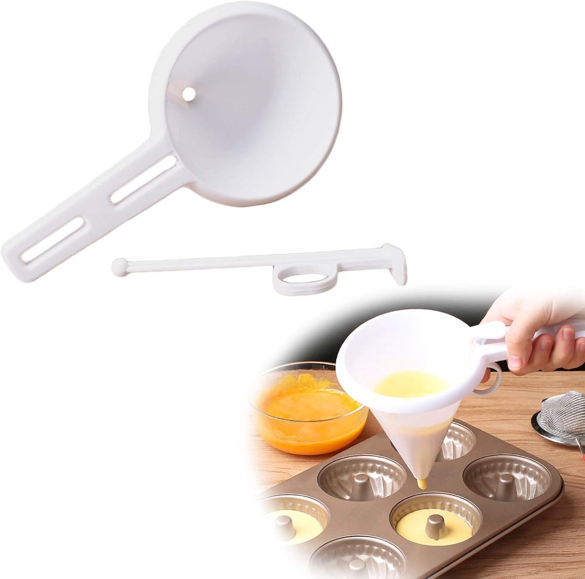 Beslagdispenser - Deegdispenser - Beslag Dispenser - Batter Dispenser - Gebruikt voor het doseren van beslag en het maken van cakes, koekjes, wafels, enz - 20.8×13.1cm - Voor cupcakes en wafelspannekoeken cake - Zwart