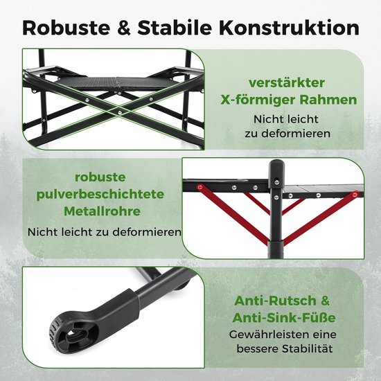 Campingkeuken - Opvouwbare tafel - Buiten koken - Met 4 zijtafels - 135 x 54 x 88 cm - Zwart — afbeelding 5