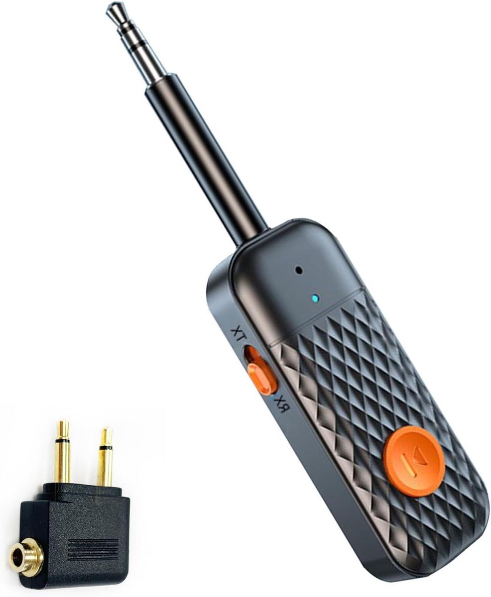 Bluetooth Audio Zender - Draadloze Adapter - Muziek Delen - Koppel Twee Apparaten - 7 Uur Batterij - Zwart