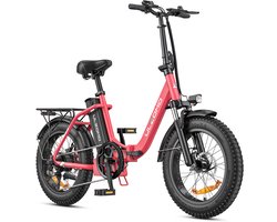 ULZOMO Dolphin Elektrische Vouwfiets 20", 250W 25 km/h EU‑norm, 36V 13Ah batterij, Voorvering Shimano 7 versnellingen, E‑bike voor stad, Roze