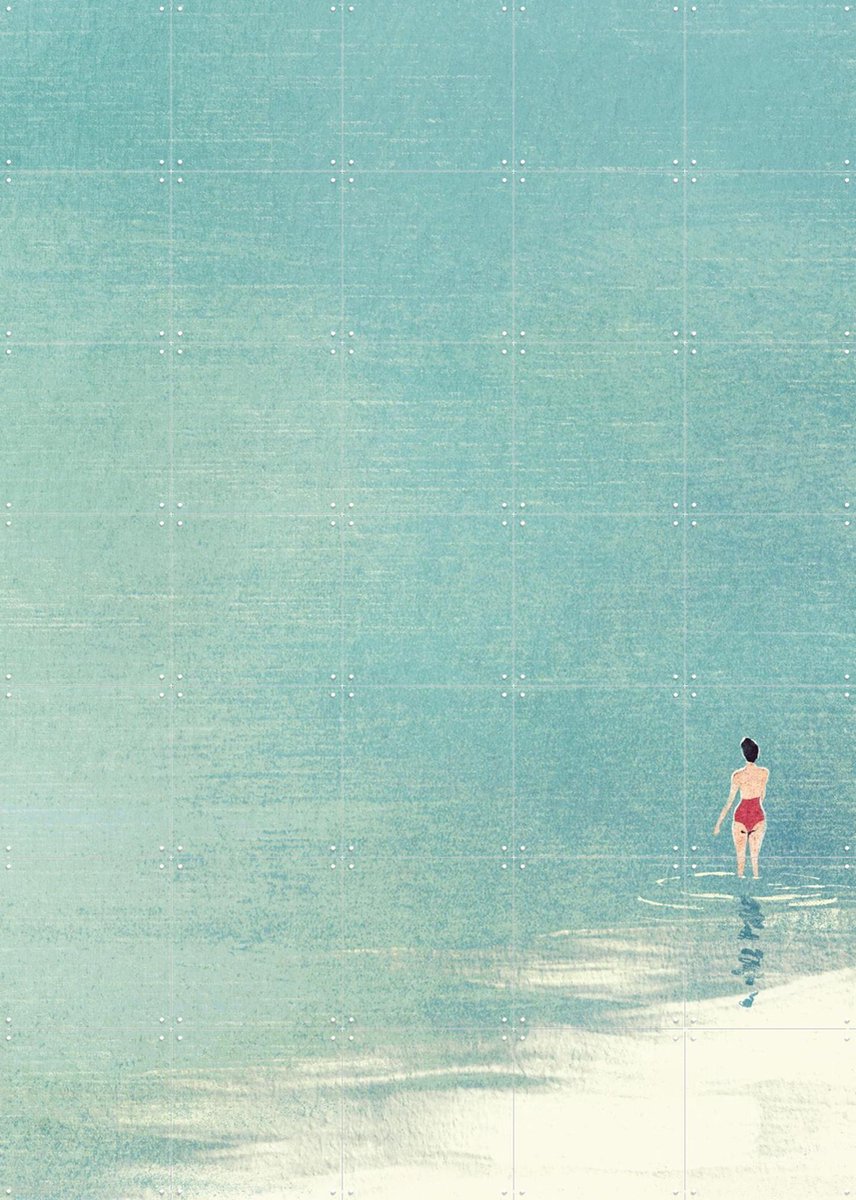 IXXI Solitude In Blue, Henry Rivers - 100 x 140 cm - Gratis ophangtool - Grote wanddecoratie en posters - Minimalisme, Kwaststreken, Illustraties