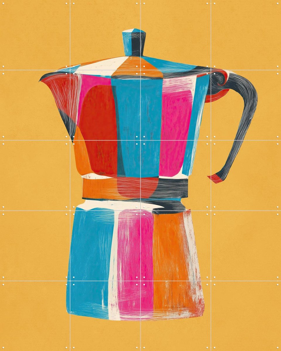 IXXI Color Block Moka, Branka Kodžoman - 80 x 100 cm - Gratis ophangtool - Grote wanddecoratie en posters - Kwaststreken, Abstract, Kleurrijk