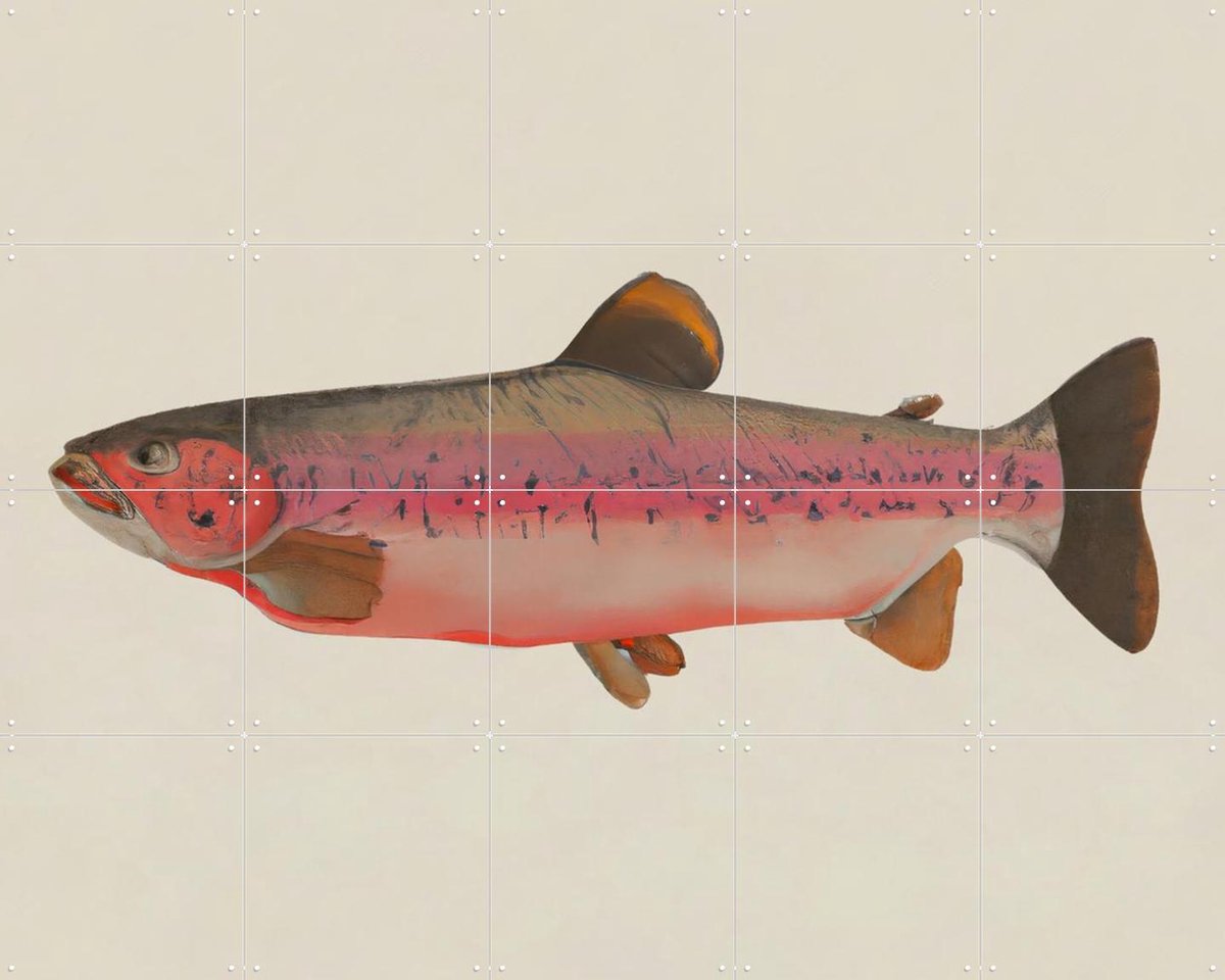 IXXI Fishy, Interiorisla - 100 x 80 cm - Gratis ophangtool - Grote wanddecoratie en posters - Illustraties, Keuken, Strandhuis, Woonkamer, Eetkamer
