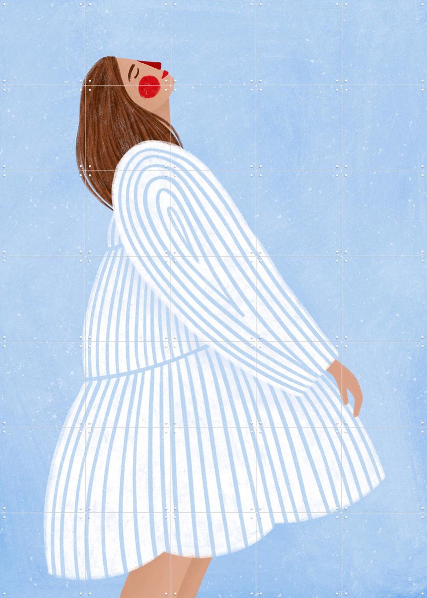 IXXI The Woman With The Blue Stripes, Bea Müller & Various - 100 x 140 cm - Gratis ophangtool - Grote wanddecoratie en posters - Fantasierijk