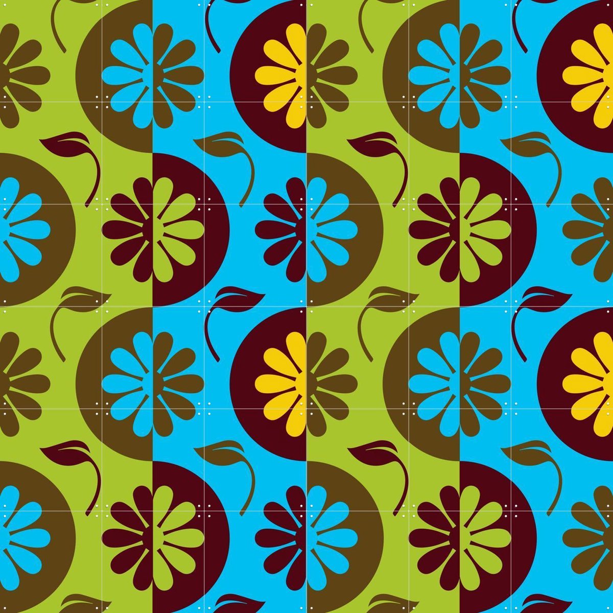 IXXI Floral DNA Pattern 2, Alejandro B. Canoy - 120 x 120 cm - Gratis ophangtool - Grote wanddecoratie en posters - Retro, Kleurrijk, Woonkamer, Trap