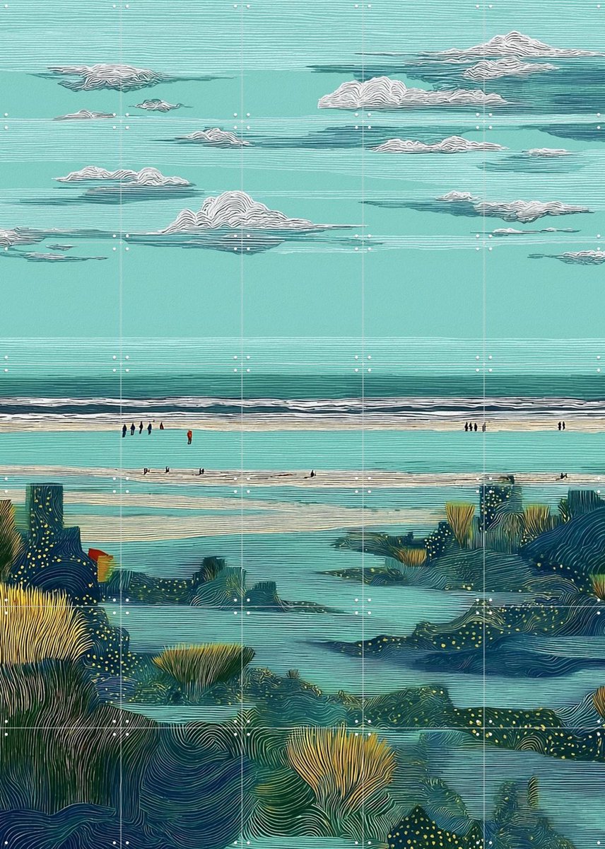 IXXI Strand 2, Artclaud - 100 x 140 cm - Gratis ophangtool - Grote wanddecoratie en posters - Fantasierijk, Modern, Geometrische Kunst, Digitale