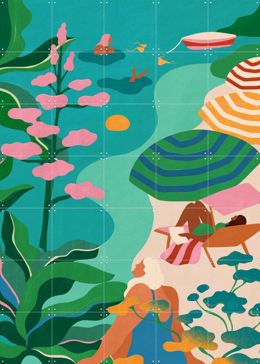 IXXI Santorini, Maggie Stephenson - 100 x 140 cm - Gratis ophangtool - Grote wanddecoratie en posters - Fantasierijk, Geometrische Kunst, Speels