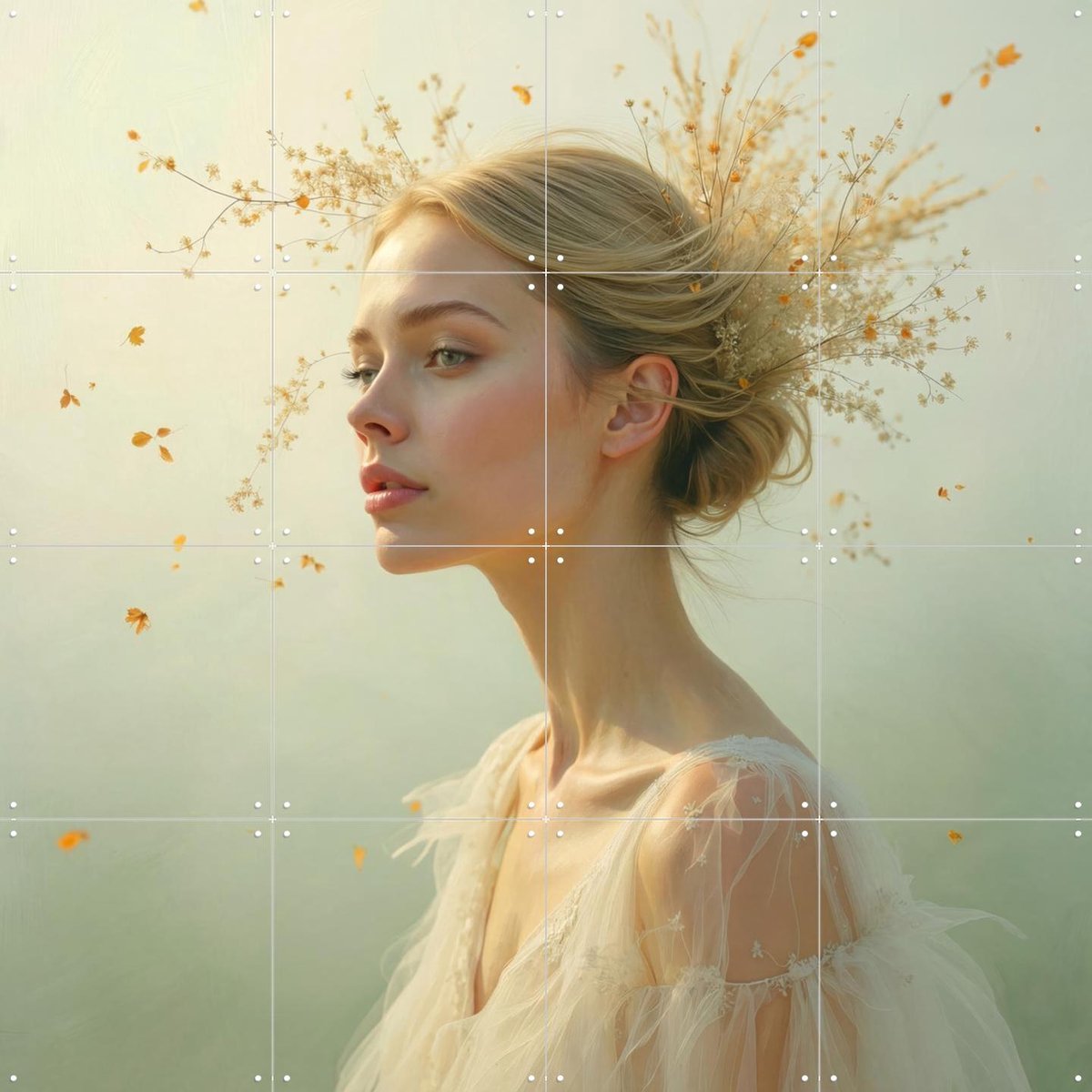 IXXI Held by a Quiet Breeze, IXXI Studio - 80 x 80 cm - Gratis ophangtool - Grote wanddecoratie en posters - Surrealisme, Fantasierijk, Woonkamer