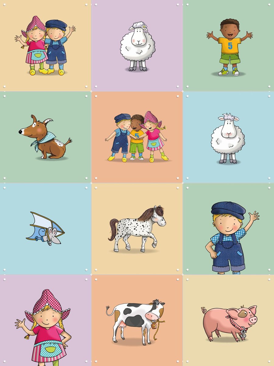 IXXI Fien & Teun Collagebox, Fien & Teun & Van Hoorne Studios - 60 x 80 cm - Gratis ophangtool - Grote wanddecoratie en posters - Illustraties