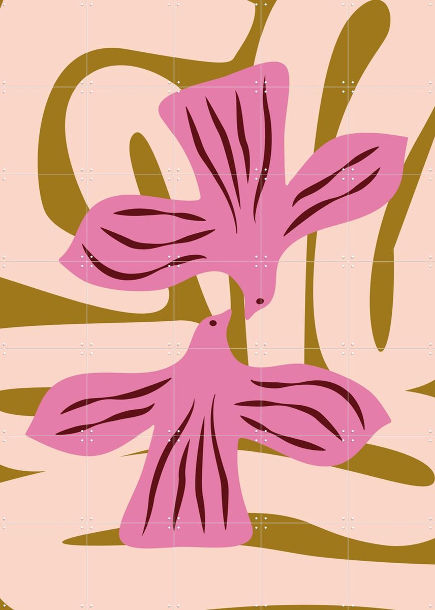 IXXI Rosy Joy, Studio Wool - 100 x 140 cm - Gratis ophangtool - Grote wanddecoratie en posters - Illustraties, Abstract, Speels, Kleurrijk, Retro