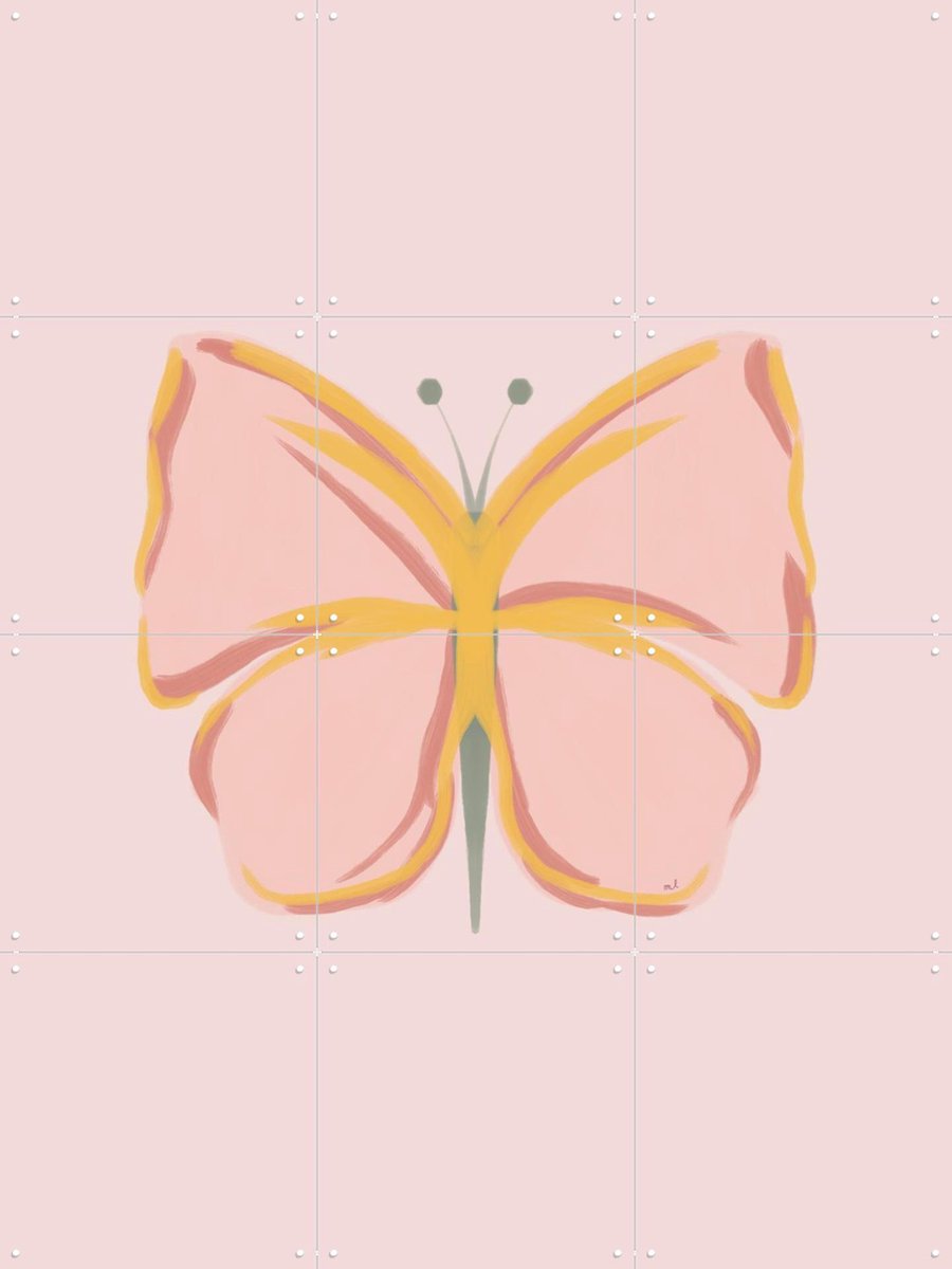 IXXI Colorful Butterfly, Menina Lisboa & Various - 60 x 80 cm - Gratis ophangtool - Grote wanddecoratie en posters - Modern, Illustraties, Speels
