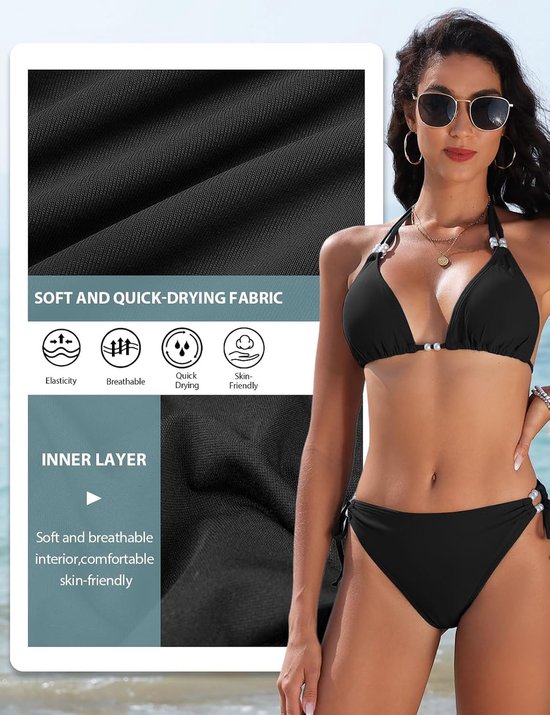 Bikini Dames Set Sexy String Bikini Halter Bikini Sets Tweedelig Badpak Push Up Badpakken met Parels Tanga Badmode Verstelbaar — afbeelding 2