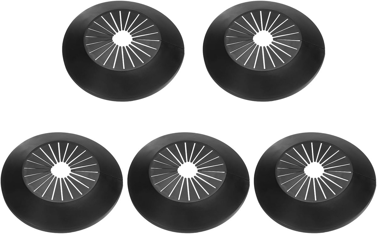 5 stuks buisafdekking, decoratie 30-55 mm, afdekking flensdecoratie, PP-kunststof, hydraulische afdekkingen, afvalwaterbuis, wandafdekking, flens, zwart