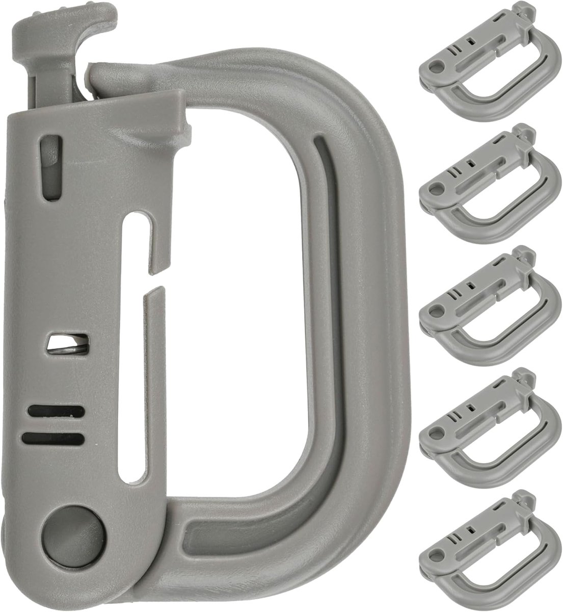 D-vorm, van kunststof, Molle karabijnhaak voor tactische uitrusting, riem, rugzak, sleutelhanger, plastic karabijnclip, riemlus, ABS, outdoor ophanghaak