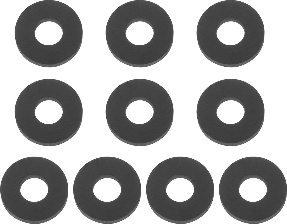 Platte siliconen afdichting, 10 stuks 5 mm ID 10 mm OD gladde sluitring kabeldoorvoer afstandhouder afdichtring voor kraan waterslang handgrepen douchedeur, zwart