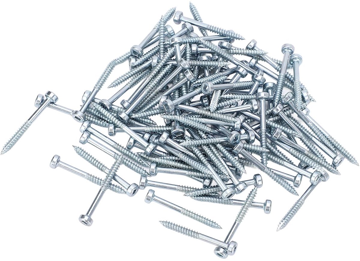 100 Stuks Zakgatschroeven, Vierkante Aandrijving Zelftappende Schroef Verzinkt Fijne Draad Zelftappende Schroef 38 Mm 1-1/2 Inch Voor Buitentuinen, Hekken, Dokken, Balkons