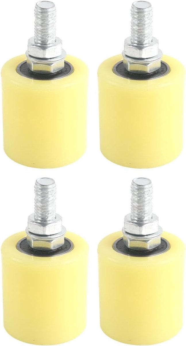4 stuks schuifpoort geleiderol, 2 inch nylon rollen poortondersteuning montage met 6201 lager voor balkons slaapkamers badkamers winkels industrie (geel)