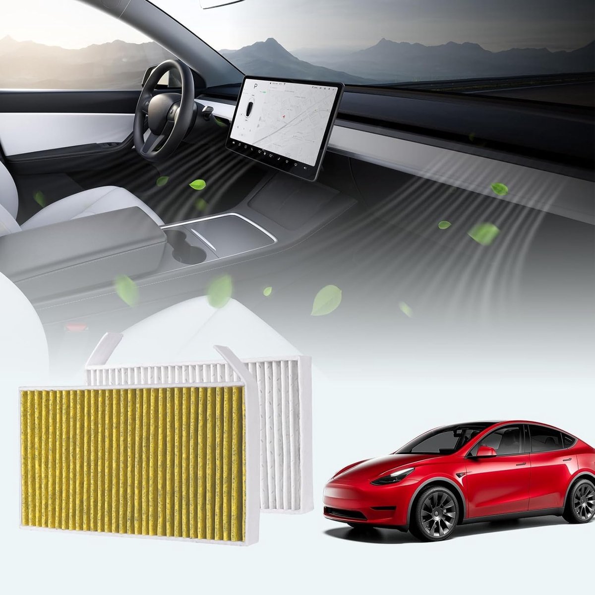 Cabine Luchtfilter met Actief Koolstof voor Tesla Model Y (2020-2026) & Model 3 (2017-2026) - OEM Vervangingsfilter | Geschikt voor Model Y Juniper & Model 3 Highland