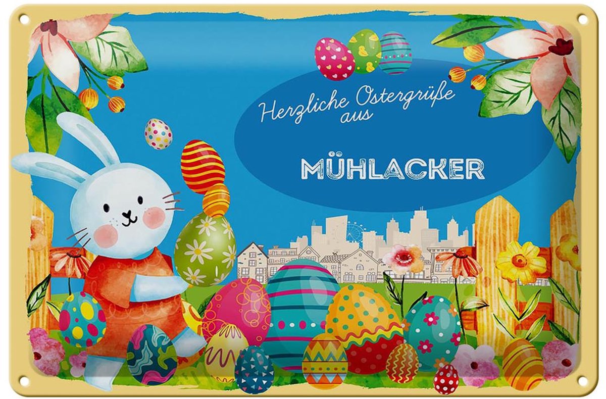 Blechschild Ostern Ostergrüße 30x20cm MÜHLACKER