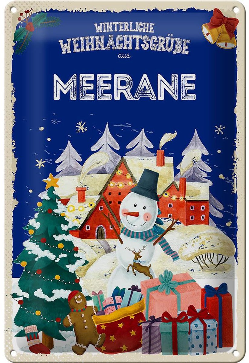 Blechschild Weihnachtsgrüße aus MEERANE 20x30cm