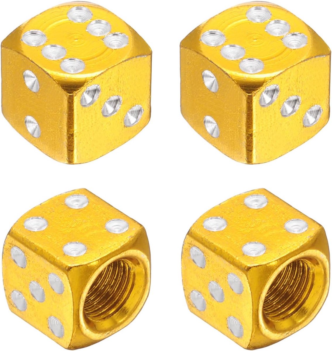 Ventieldoppen, 4 stuks universele aluminiumlegering stofdichte bandenklepdeksels voor auto's, SUV's, vrachtwagens, fietsen, motorfietsen, fietsen, goud