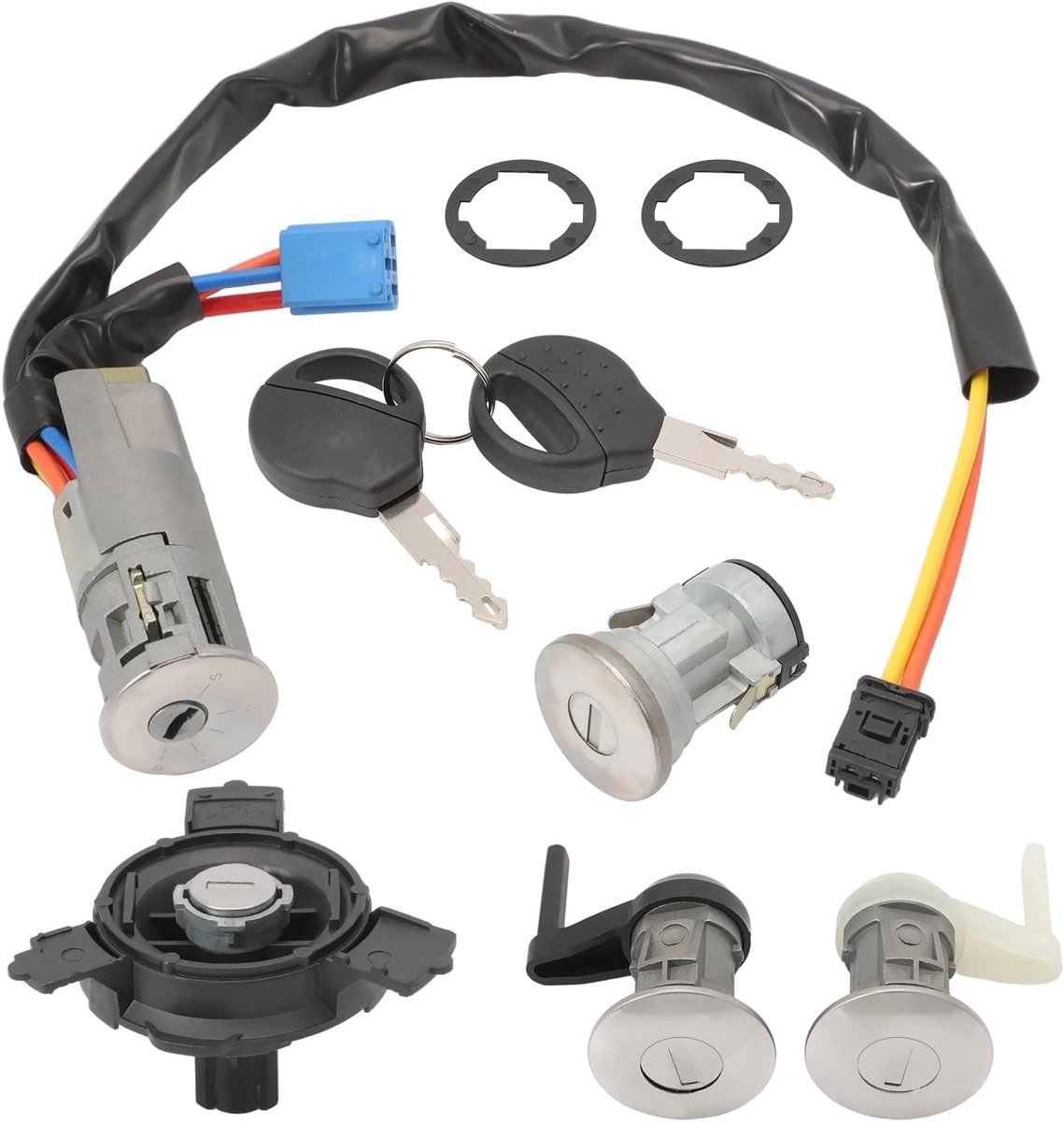 set 3 sloten + Neiman + tankdop + 2 sleutels compatibel met Peugeot 206 (1998-)