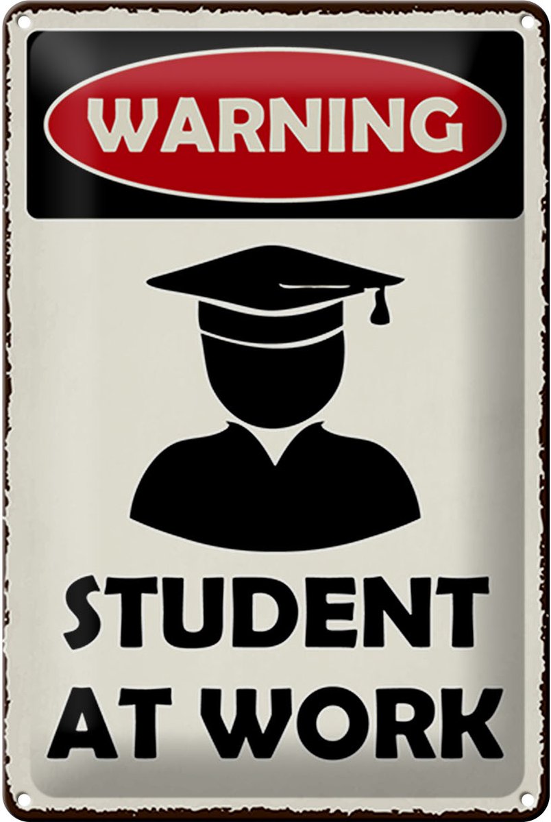 Blechschild Spruch 20x30 cm Student at work Schild