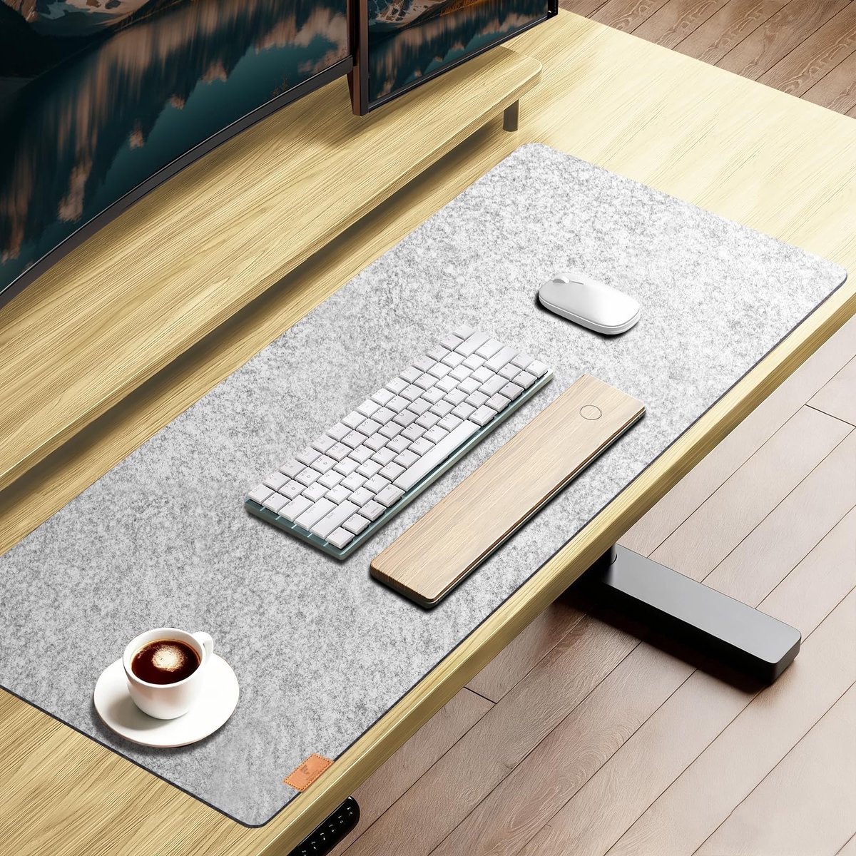 SnelShoppen - Grote Vilt Bureau Mat 100 x 40 cm, Niet-Slip Desk Pad, Ideaal voor Kantoor en Gaming, Grijs, Duurzaam en Comfortabel