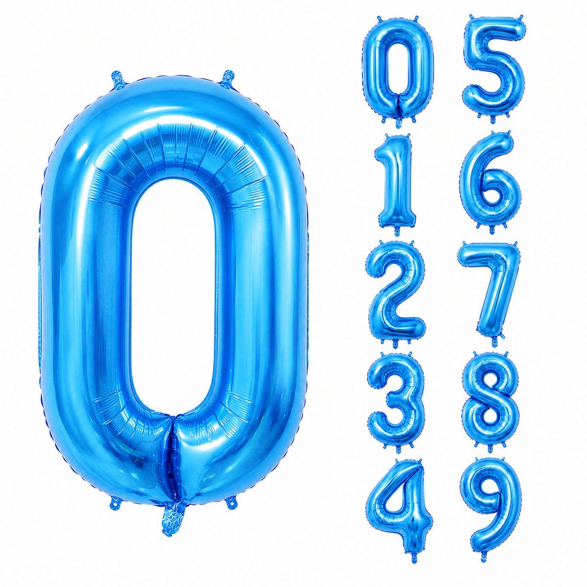 Fienosa Blauw Metallic Cijfer 0 Ballon 101 CM - Nummer 0 - Cijferballon - XL Groot - Helium Ballon - Verjaardag Ballon - Feestversiering - Verjaardag - Leeftijd - Getal