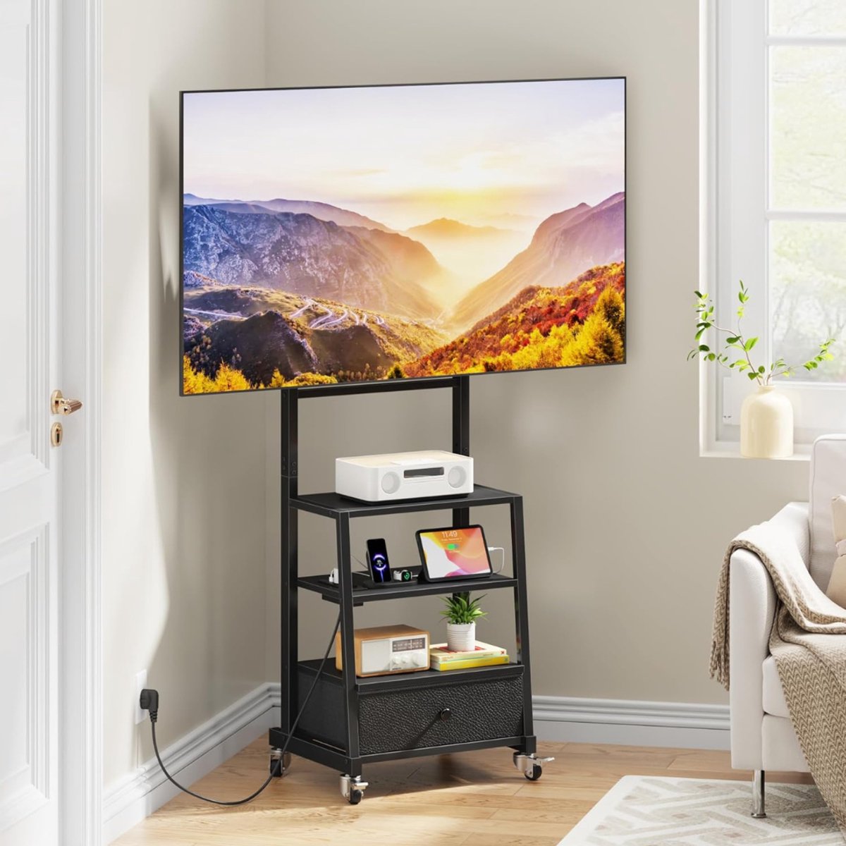 ApexArte® TV Standaard Verrijdbaar - TV Standaard op Wielen - TV Voet