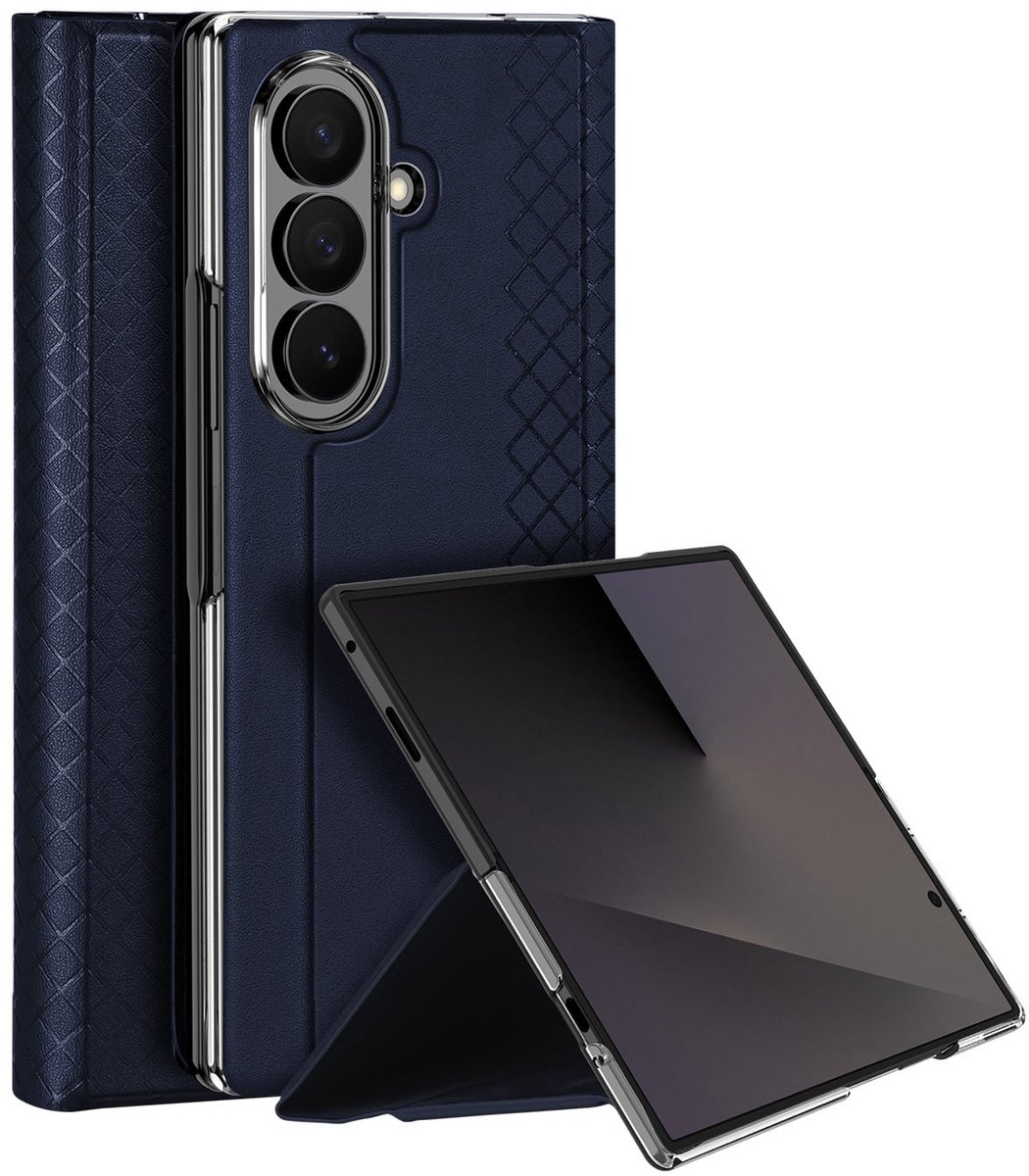 Dux Ducis Geschikt voor Samsung Galaxy Z Fold 8 Ultra PU Leren hoes - bookcase - Donkerblauw