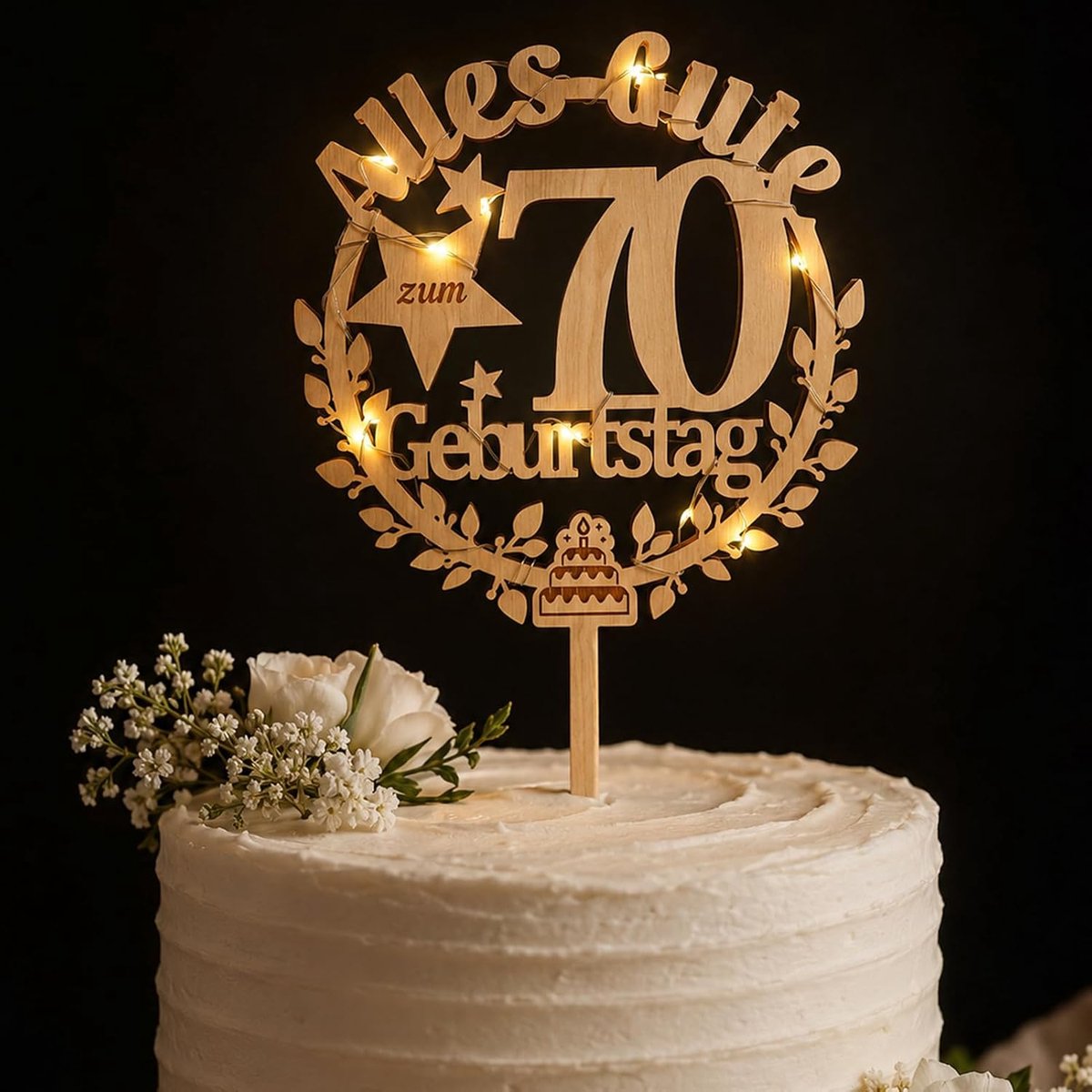 Topper verjaardag hout (70)