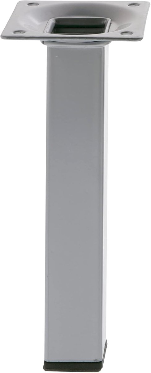 Poten - Model 3-25 x 25 x 400 mm - met stelschroef - Schroefbevestiging op 4 punten - Draagvermogen tot 15 kg per poot - Zilverkleurig staal
