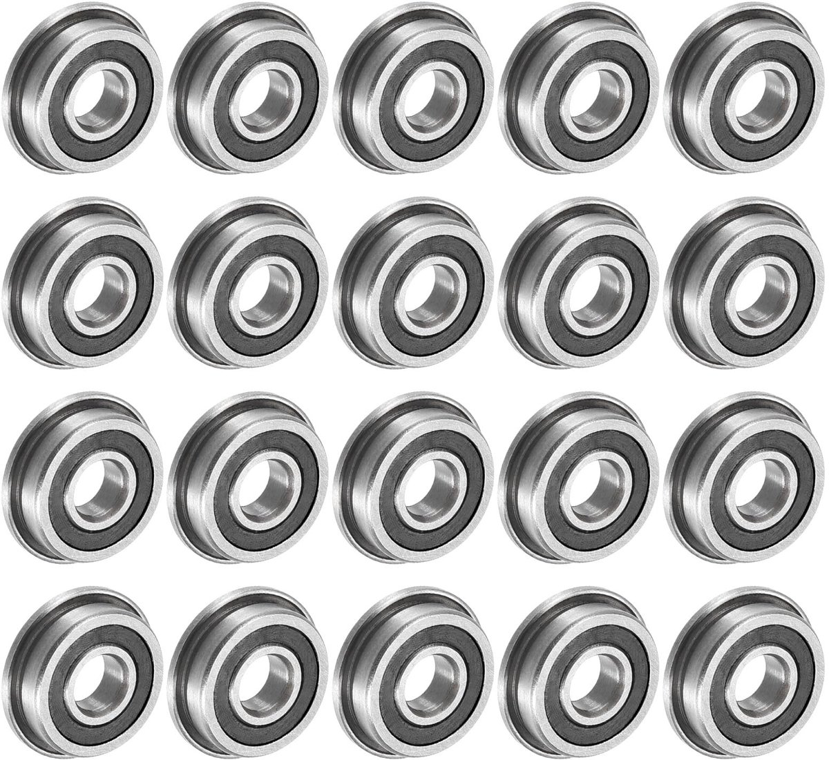 F695-2RS flens kogellagers 5x13x4mm dubbel afgedicht chroom staal flenslagers, 20 stuks