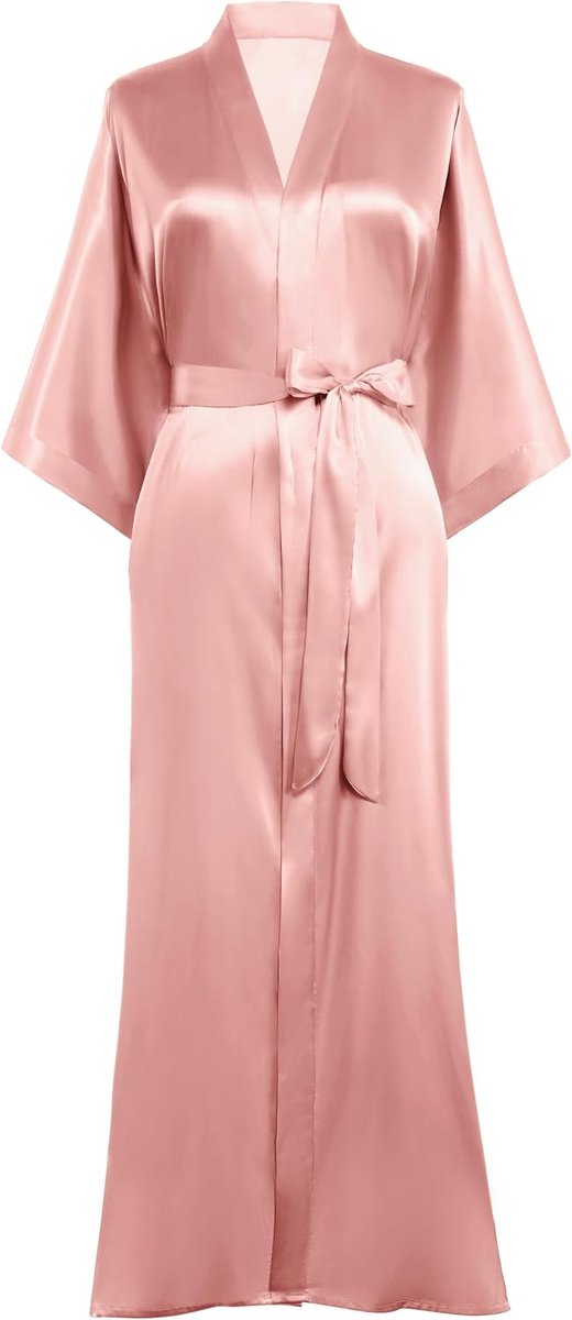 Satijnen kimono gewaad lange zijdeachtige kimono badjas nachtkleding bruiloft bruidsmeisje gewaad
